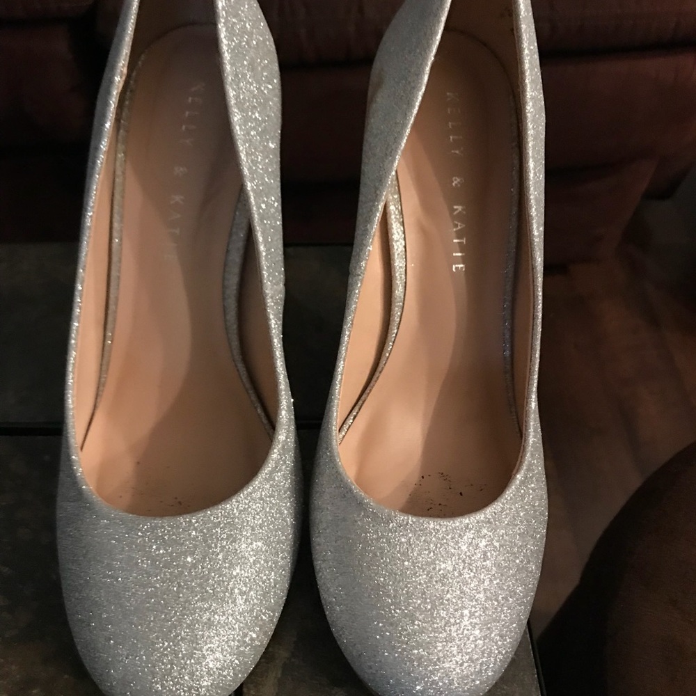 Kelly and Katie Sparkly Silver heels